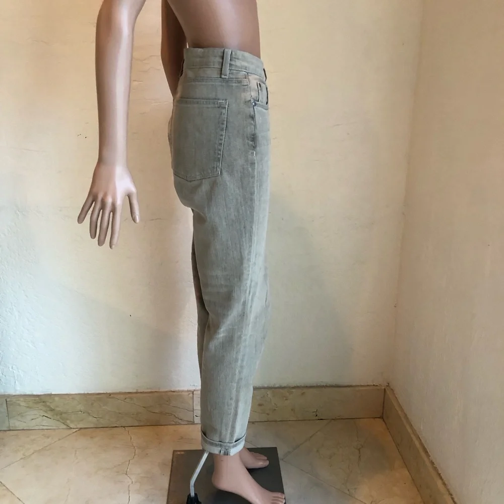 Eileen Fisher High-Waisted Gray Cropped Folded Denim Jeans Pants Women’s 12